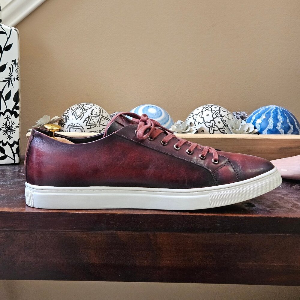 Studio Belvedere Men's 'James' Leather Sneakers, Brownish-Red, Sz 13 - Picture 8 of 16